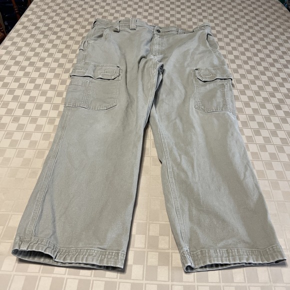 Duluth Trading Flex Fire Hose Relaxed Fit Mens Khaki Work Pants Size 41 X 28 VGC - Picture 1 of 6